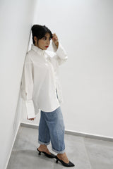 BLOOM - Oversized button down shirt (Pearl) - Modestories