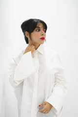 BLOOM - Oversized button down shirt (Pearl) - Modestories