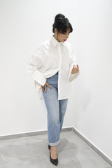 BLOOM - Oversized button down shirt (Pearl) - Modestories