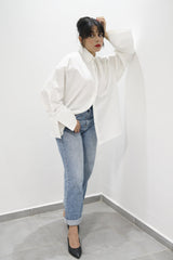 BLOOM - Oversized button down shirt (Pearl) - Modestories