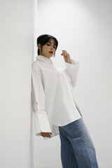 BLOOM - Oversized button down shirt (Pearl) - Modestories