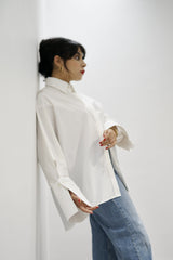 BLOOM - Oversized button down shirt (Pearl) - Modestories