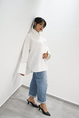 BLOOM - Oversized button down shirt (Pearl) - Modestories