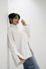 BLOOM - Oversized button down shirt (Pearl) - Modestories