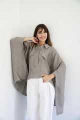 JOURI - CAPE CUT SHIRT - TAUPE - Modestories