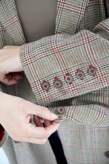 LAYAL - Long blazer coat - Beige & burgundy - Modestories