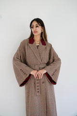 LAYAL - Long blazer coat - Beige & burgundy - Modestories