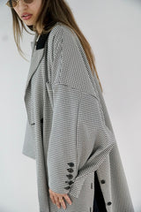 LAYAL - LONG BLAZER COAT - Black & white - Modestories