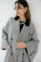 LAYAL - LONG BLAZER COAT - Black & white - Modestories
