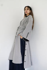 LAYAL - LONG BLAZER COAT - Black & white - Modestories