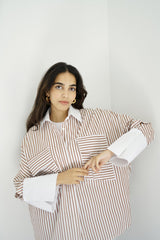 LULU - Oversized shirt with stripes - Modestories
