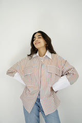 LULU - Oversized shirt with stripes - Modestories