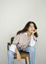 LULU - Oversized shirt with stripes - Modestories