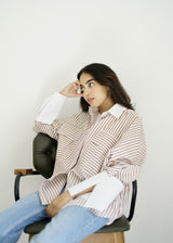 LULU - Oversized shirt with stripes - Modestories
