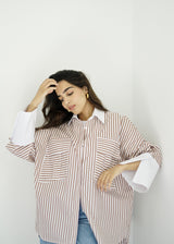 LULU - Oversized shirt with stripes - Modestories