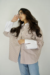 LULU - Oversized shirt with stripes - Modestories