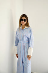 LUMA - Oversized Shirt dress - Blue - Modestories