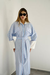 LUMA - Oversized Shirt dress - Blue - Modestories