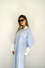 LUMA - Oversized Shirt dress - Blue - Modestories