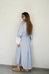 LUMA - Oversized Shirt dress - Blue - Modestories
