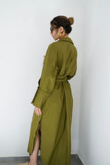 LUMA - Oversized Shirt dress - Olive green - Modestories