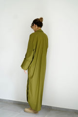 LUMA - Oversized Shirt dress - Olive green - Modestories