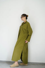 LUMA - Oversized Shirt dress - Olive green - Modestories