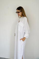 LUMA - Oversized Shirt dress - White - Modestories