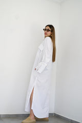 LUMA - Oversized Shirt dress - White - Modestories