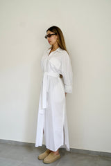 LUMA - Oversized Shirt dress - White - Modestories