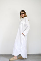 LUMA - Oversized Shirt dress - White - Modestories