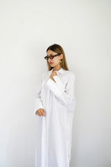 LUMA - Oversized Shirt dress - White - Modestories