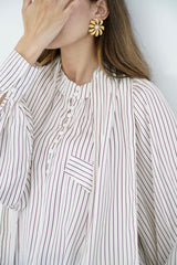 MARA - SHIRT WITH REMOVABLE SCARF - OFF WHITE & BURGUNDY - Modestories