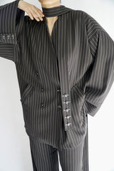TARA - Black & White Striped Tailored Set - Modestories
